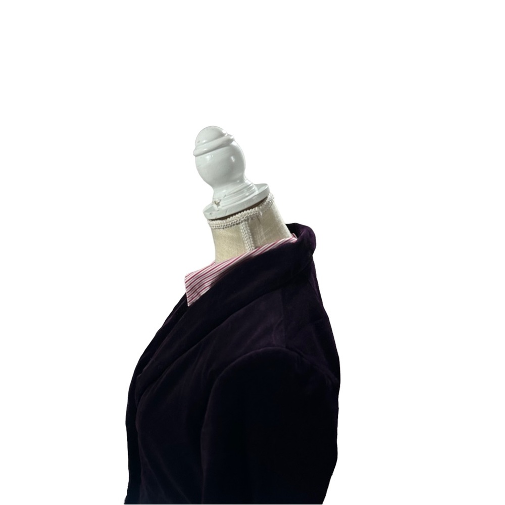 J Crew Plum 2 Button Velvet Blazer Sz 4 Jewel Tone 100% Cotton Lined Jacket EUC - Picture 4 of 15
